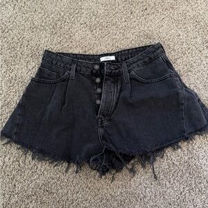 Forever 21 Premium Denim Jean Shorts Size 27 Distressed Black Cut-off